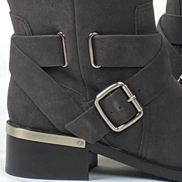 New Vince Camuto Wethima Shady Grey Suede Leather Mid-Calf Engineer Boot 8 - Picture 9 of 11